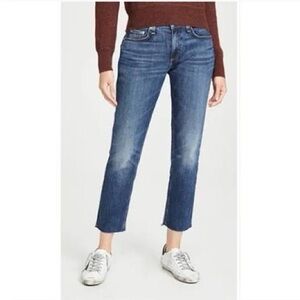 rag & bone Dre Low Rise Slim Boyfriend Jeans Mariposa Wash Raw Hem Size 27